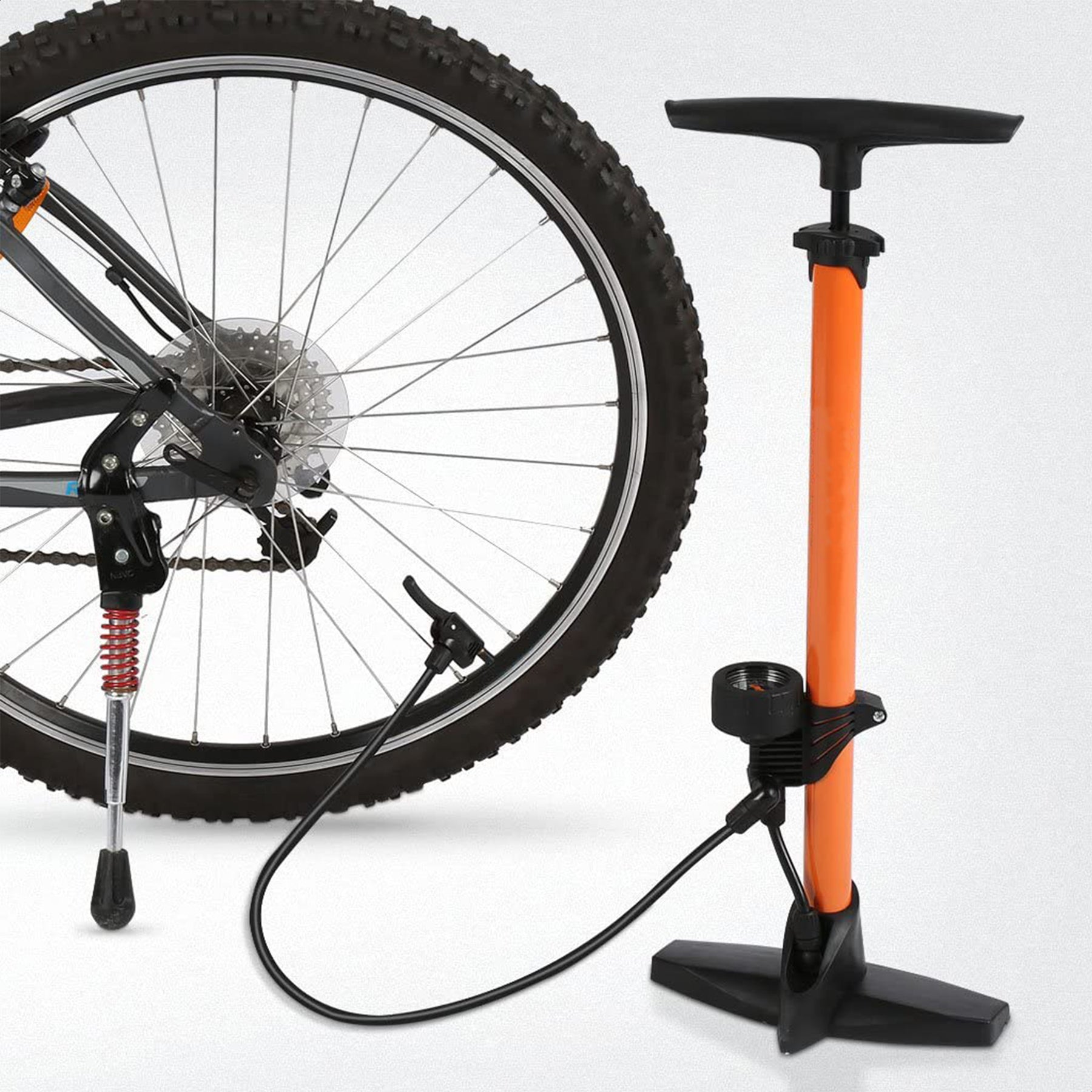 Strex Fietspomp - Drukmeter - 11 Bar – Bal pomp - Oranje