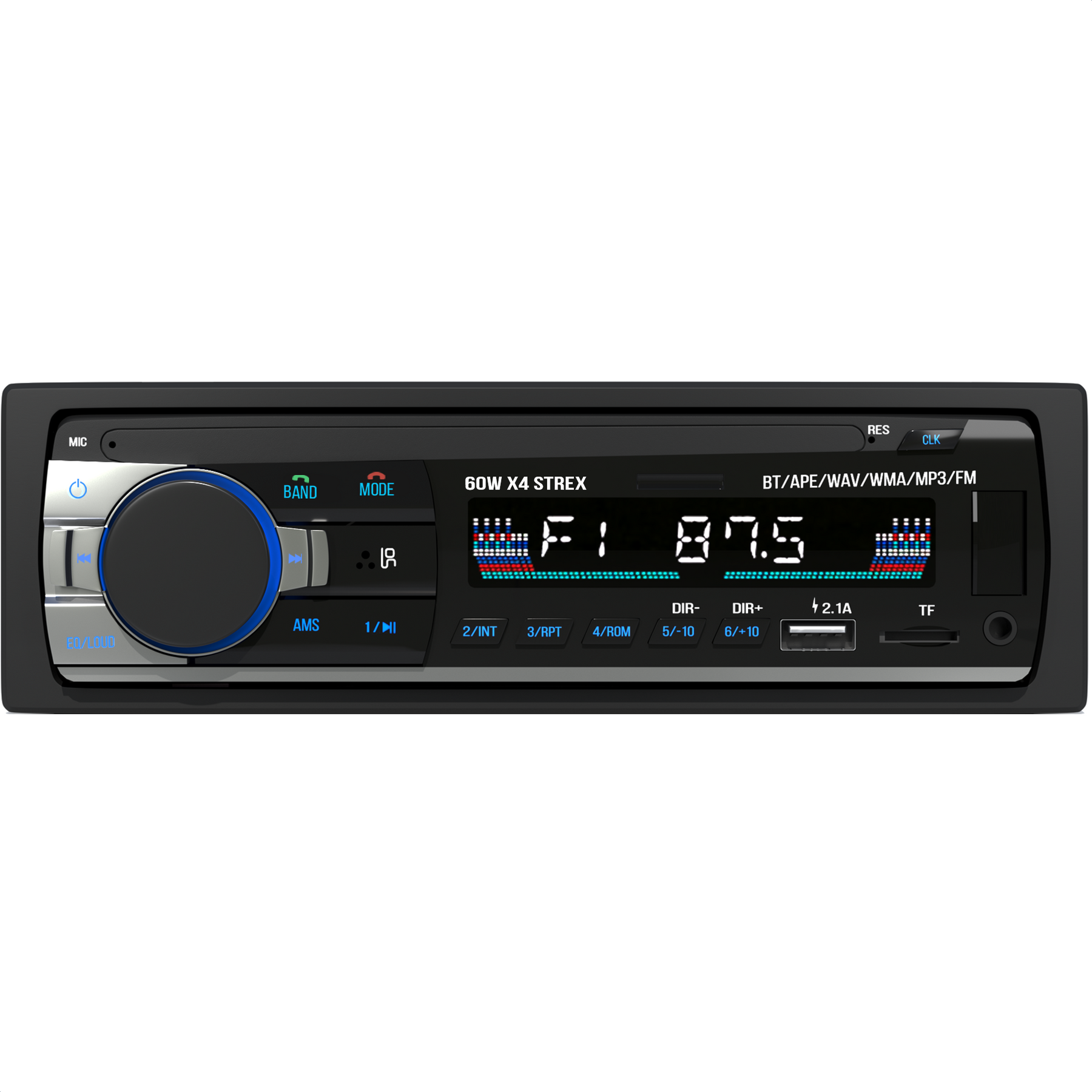 Strex Autoradio met Bluetooth voor alle auto's - USB, AUX en Handsfree - Afstandsbediening - Enkel DIN Auto Radio met Ingebouwde Microfoon