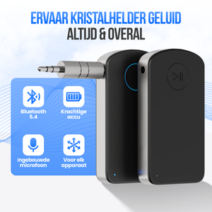 Strex Bluetooth Receiver - BT 5.4 - 3.5MM AUX - Bluetooth Ontvanger - Handsfree Bellen - Bluetooth Audio Receiver - Bluetooth Auto via AUX
