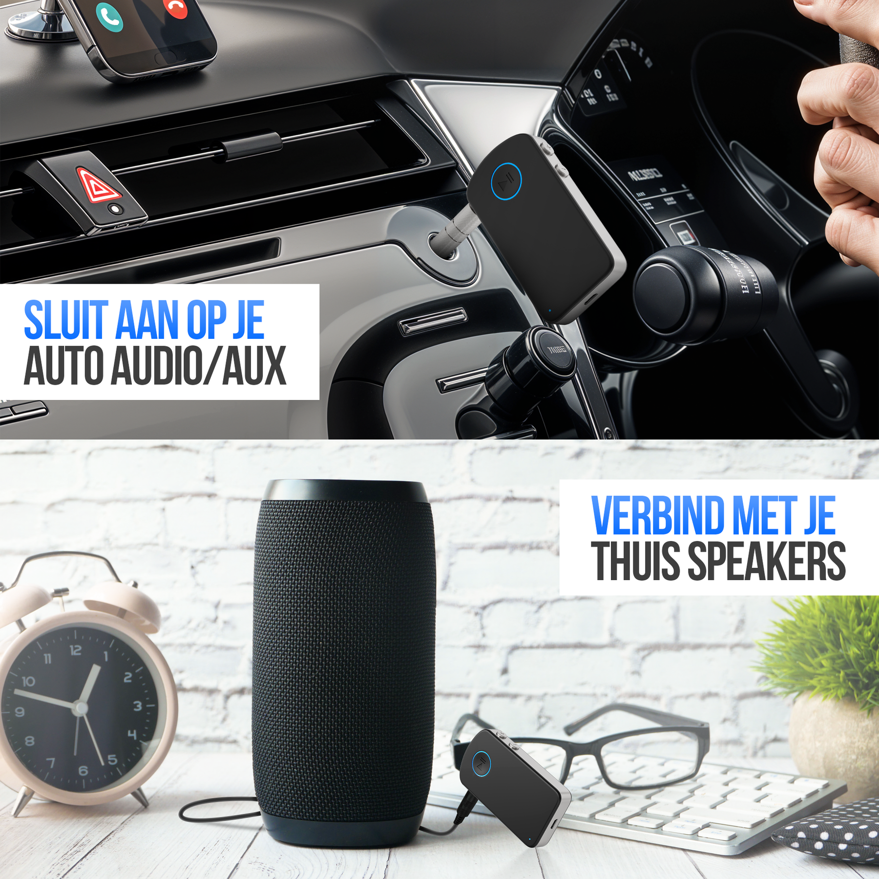 Strex Bluetooth Receiver - BT 5.4 - 3.5MM AUX - Bluetooth Ontvanger - Handsfree Bellen - Bluetooth Audio Receiver - Bluetooth Auto via AUX