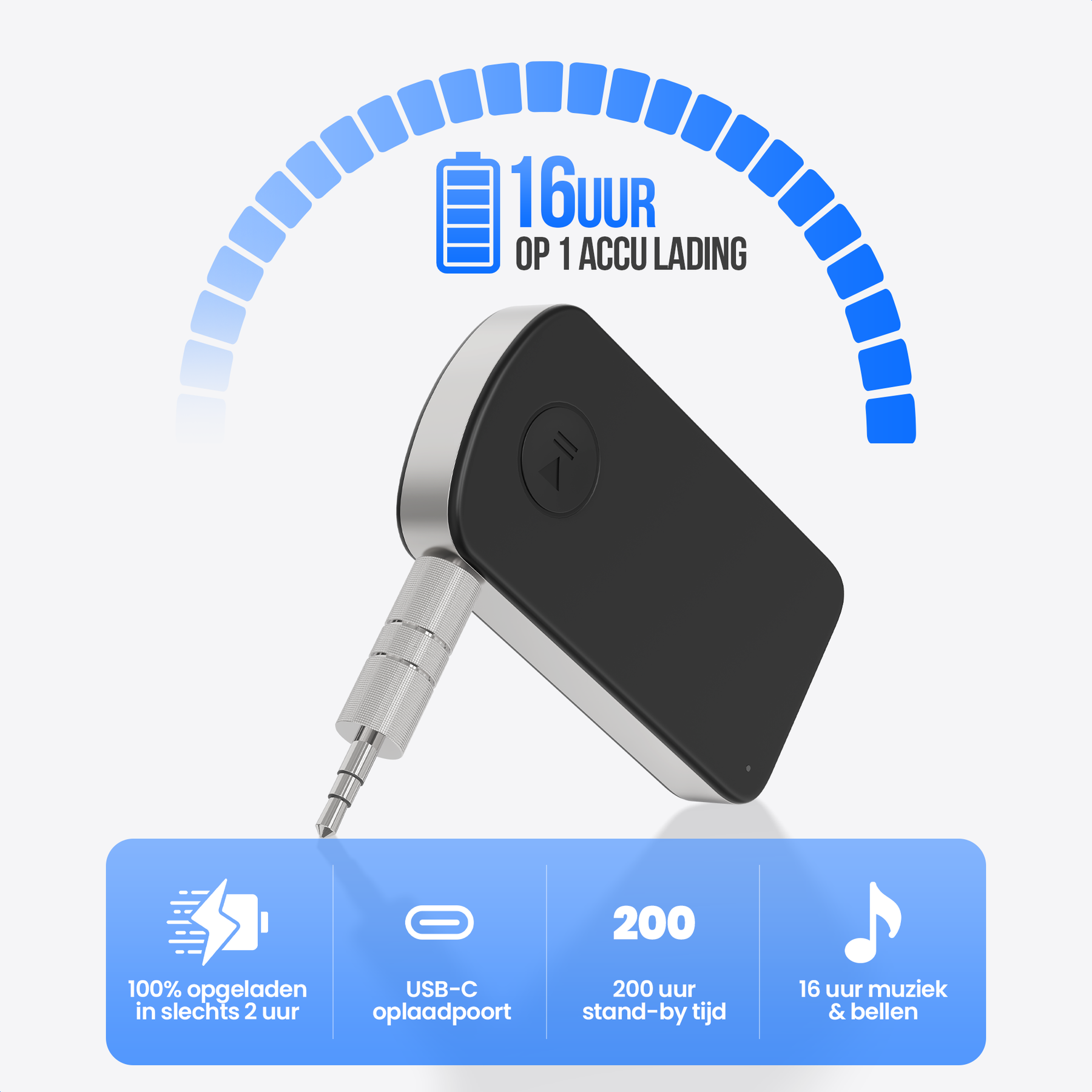 Strex Bluetooth Receiver - BT 5.4 - 3.5MM AUX - Bluetooth Ontvanger - Handsfree Bellen - Bluetooth Audio Receiver - Bluetooth Auto via AUX
