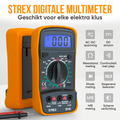 Strex Digitale Multimeter - AC / DC - Incl. 9V Batterij, Klemtangen & Opberghoes - Multi Meter