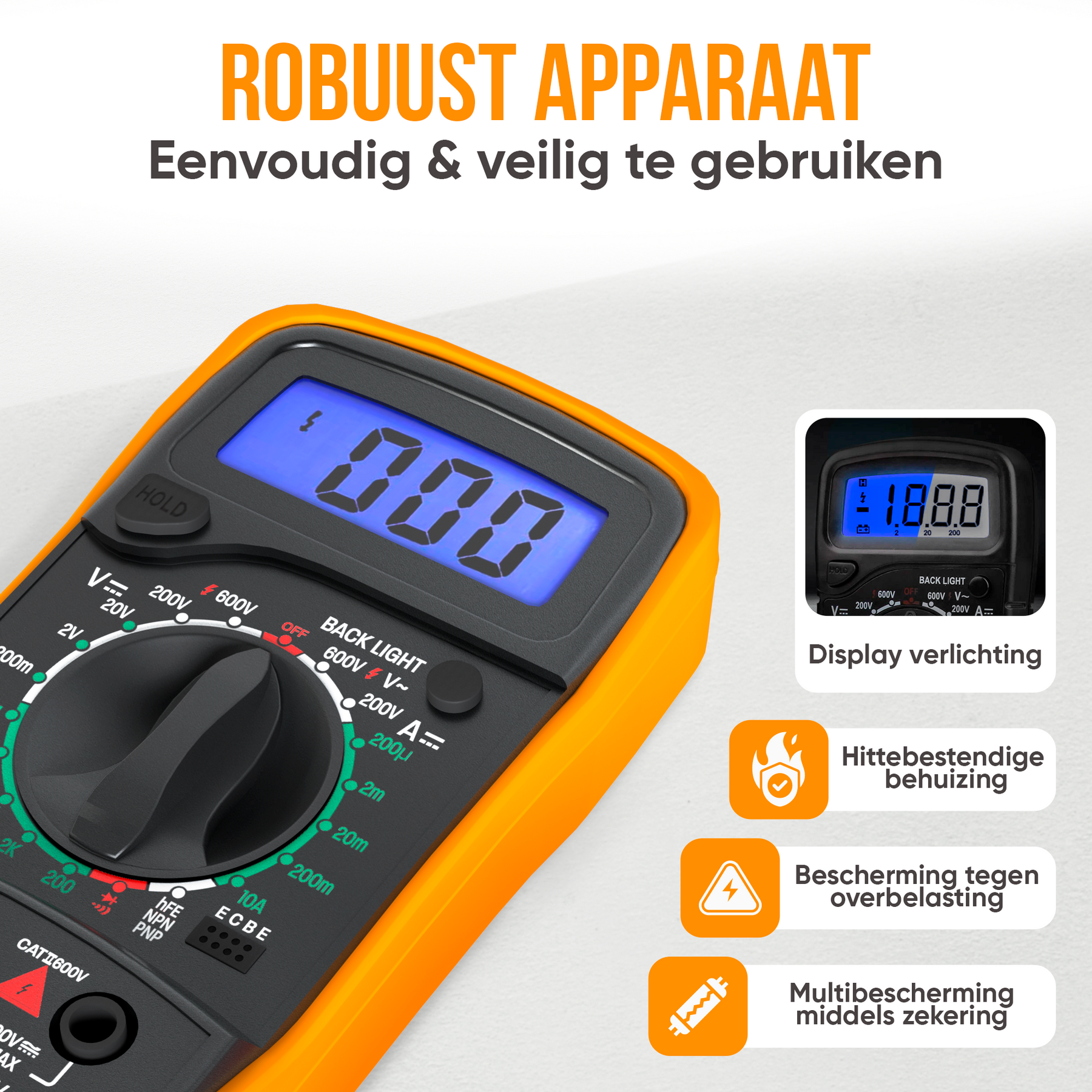 Strex Digitale Multimeter - AC / DC - Incl. 9V Batterij, Klemtangen & Opberghoes - Multi Meter
