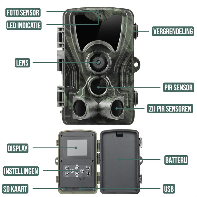Strex Wildcamera met Nachtzicht - 120MP 4K ULTRA HD - Waterdicht - Incl. 32 GB SD - Wild Camera