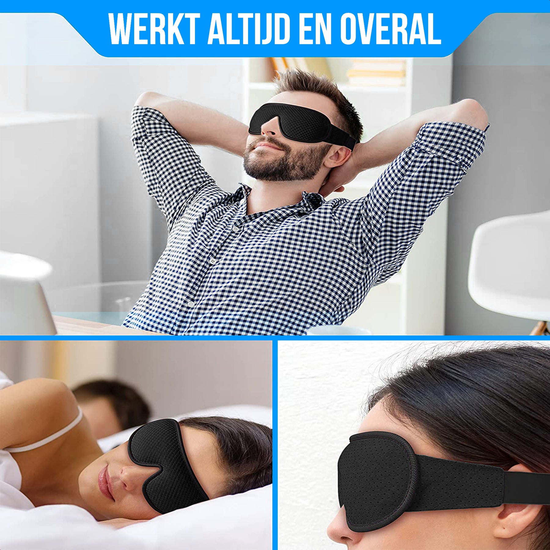 Strex Luxe Slaapmasker - 3D Ergonomisch - 100% Verduisterend - Traagschuim - Slaap Masker - Oog Masker