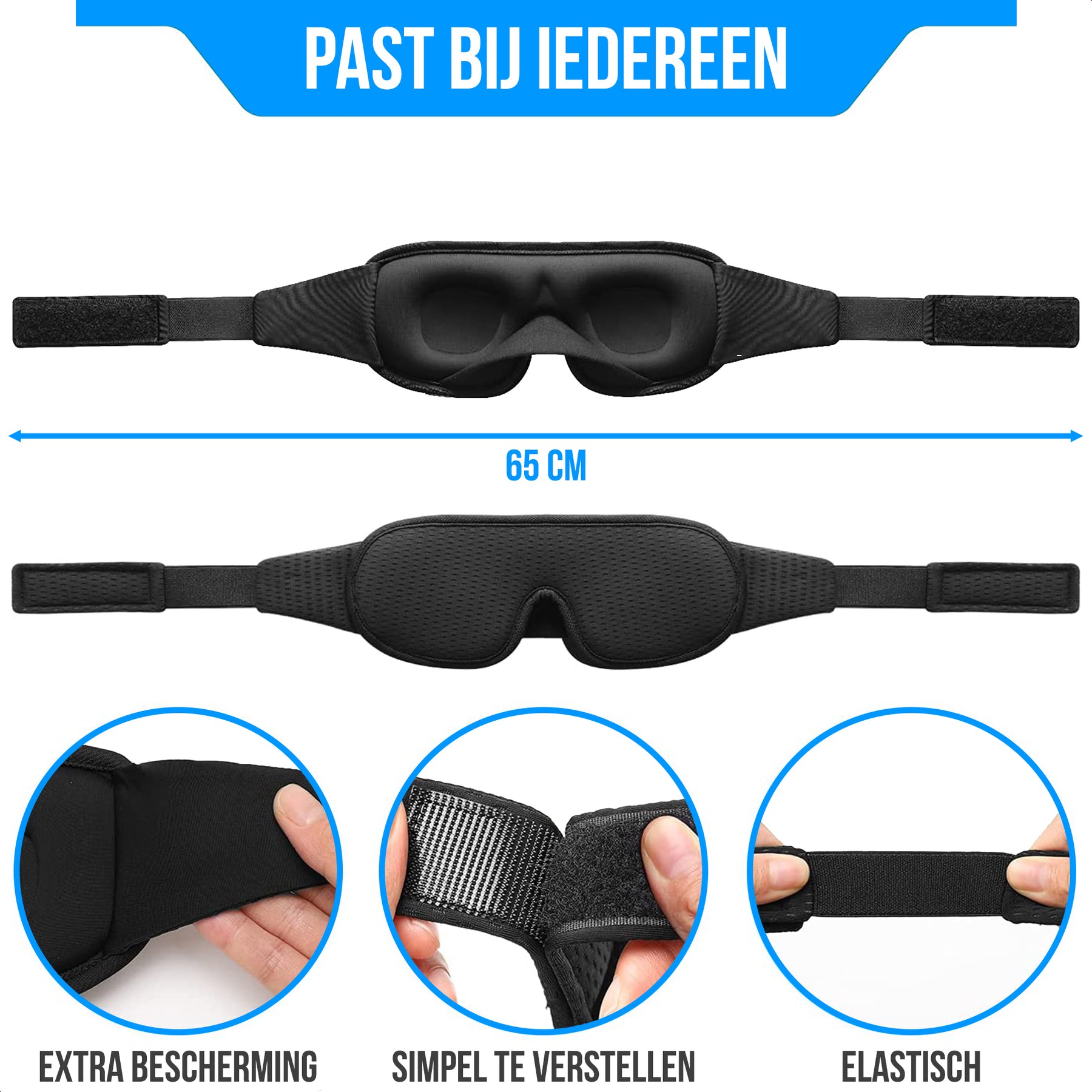 Strex Luxe Slaapmasker - 3D Ergonomisch - 100% Verduisterend - Traagschuim - Slaap Masker - Oog Masker