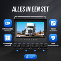 Strex Achteruitrijcamera Set Bedraad Met 4 Camera's (tegelijk bekijken) - 9" Scherm - 18LED Nachtzicht 15m - IP66 Waterdicht - Achteruitrij Camera