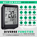 Strex Draadloze Fietscomputer - 17 Functies - Extra Groot Scherm - Draadloze Fiets Computer Draadloos Waterdicht - NL Handleiding