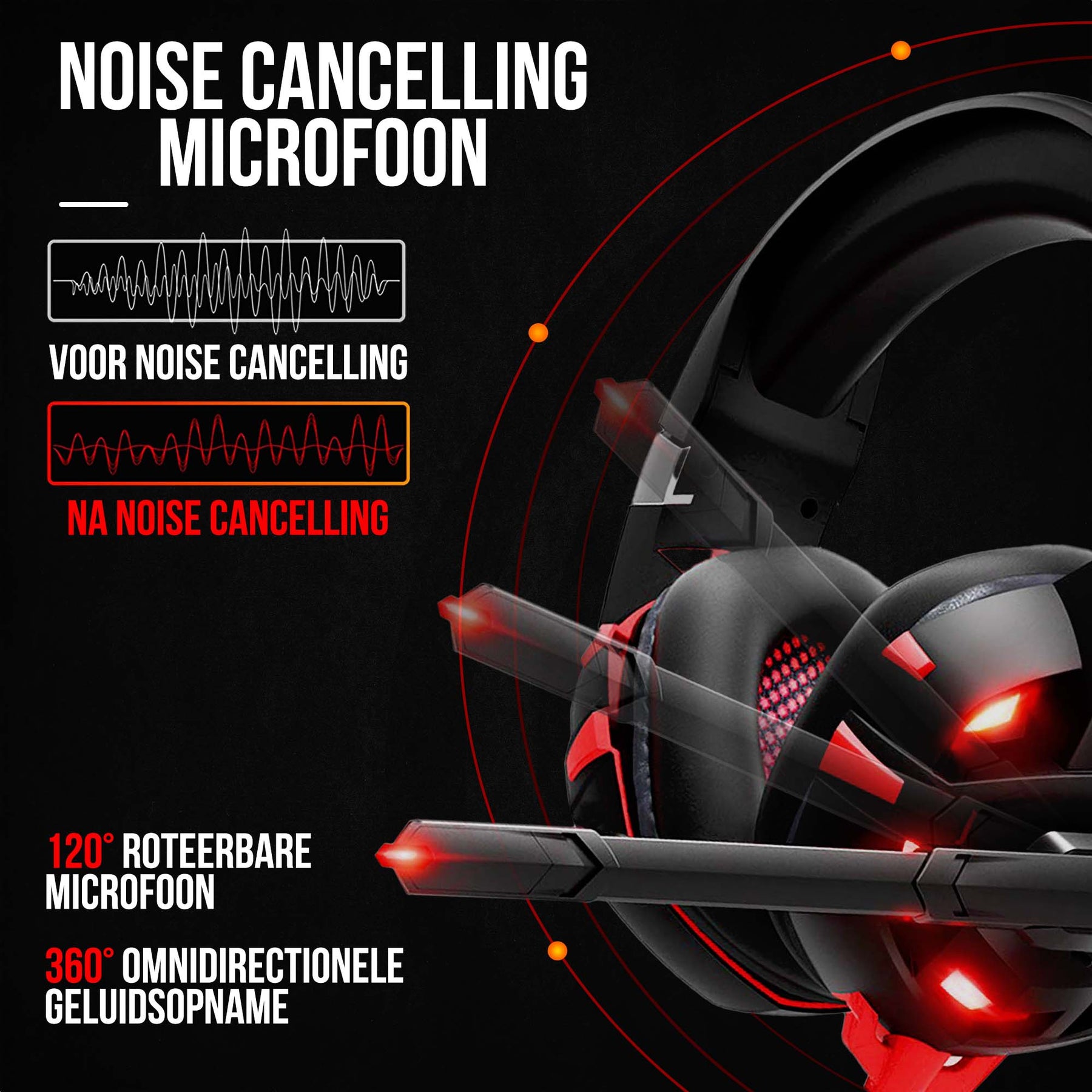 Strex Gaming Headset met Microfoon Rood - PC + PS4 + PS5 + Xbox One + Xbox Series