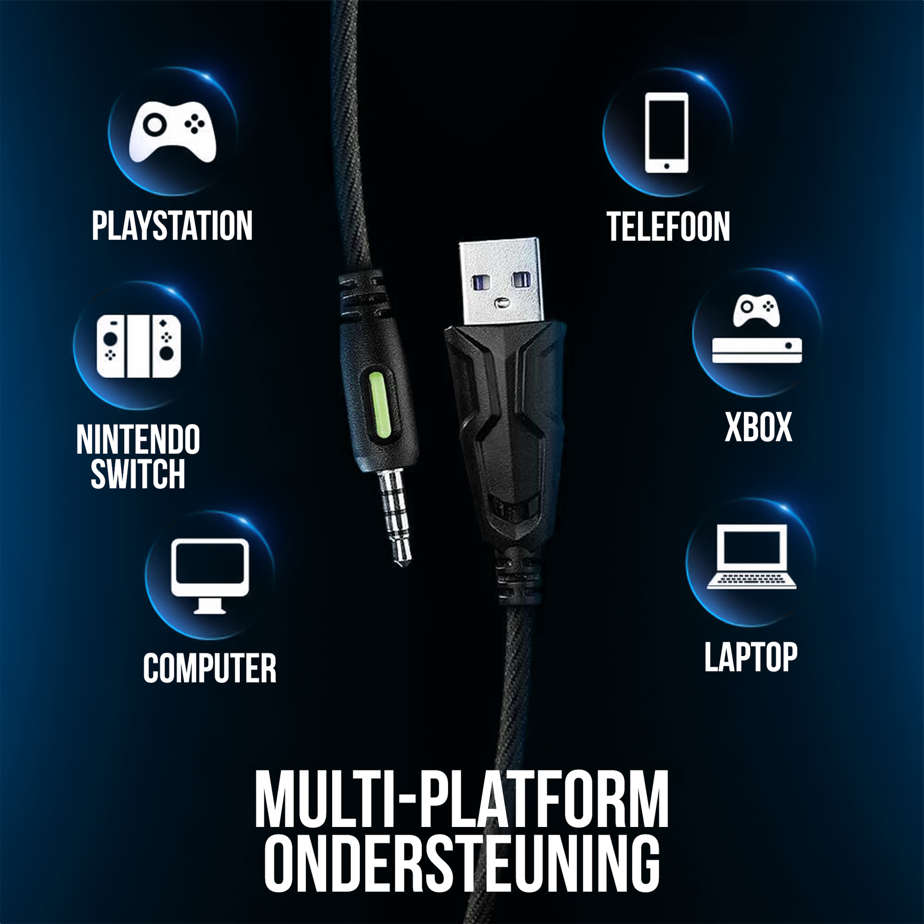 Strex Gaming Headset met Microfoon Blauw - PC + PS4 + PS5 + Xbox One + Xbox Series