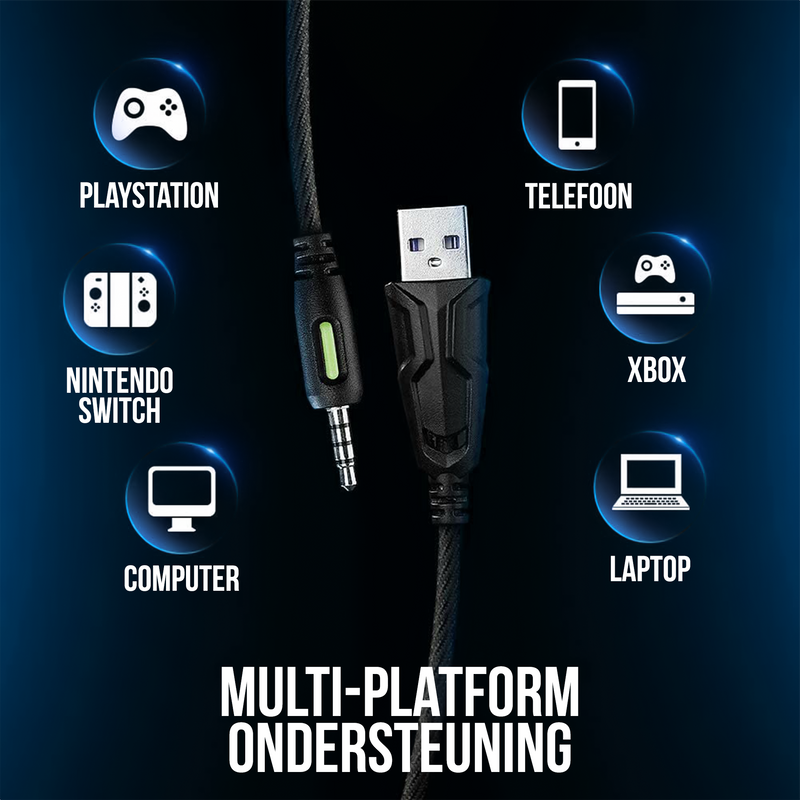 Strex Gaming Headset met Microfoon Blauw - PC + PS4 + PS5 + Xbox One + Xbox Series