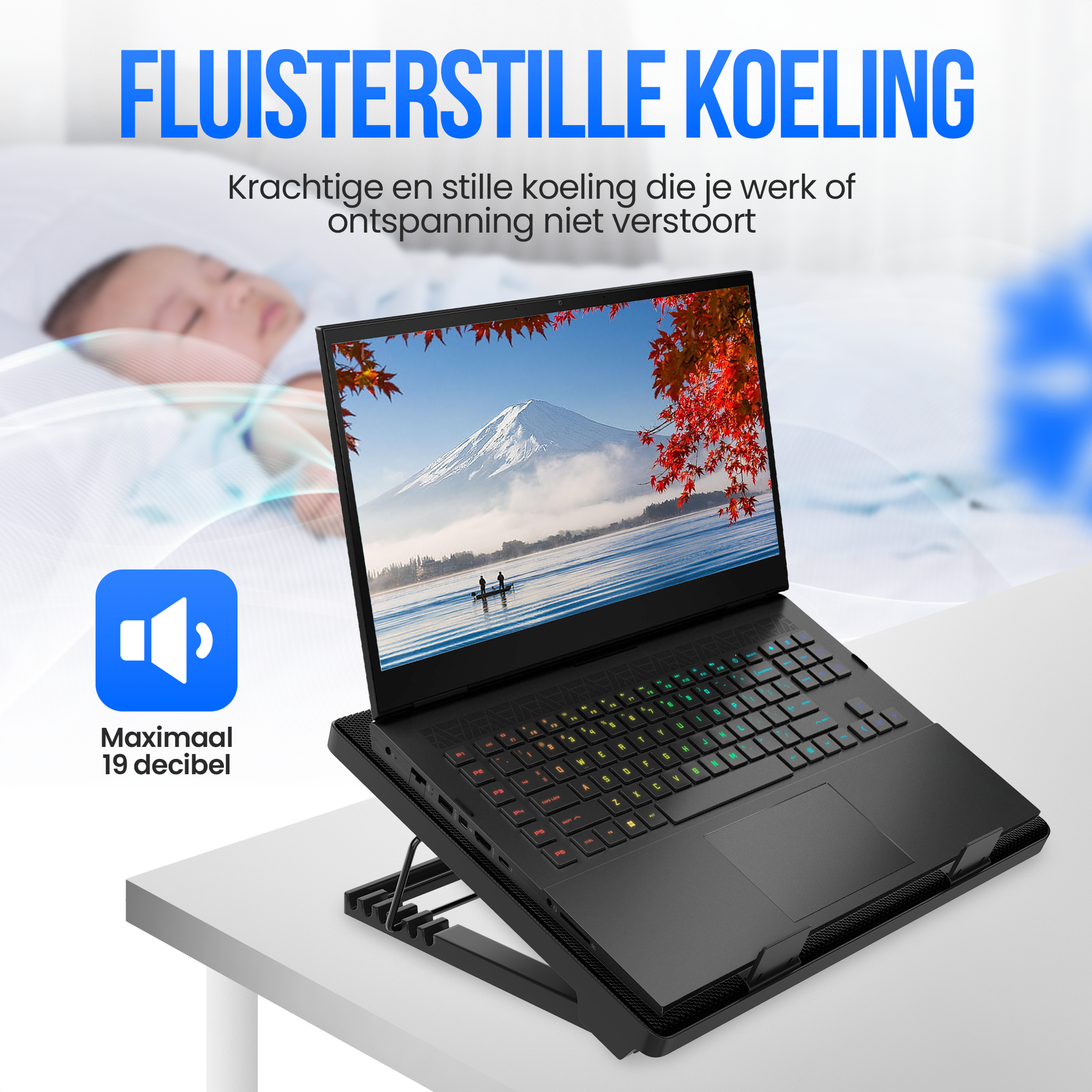 Strex Laptop Cooler - 12" - 17 Inch - Verstelbaar - 5 Ventilators - Laptop Koeler - Cooling Pad