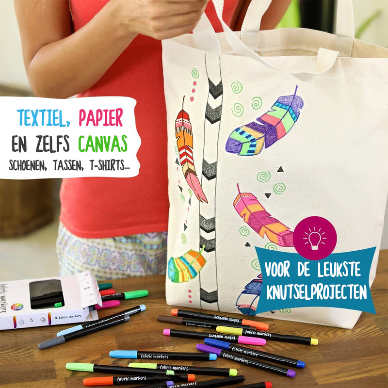 Strex Textielstiften - 20 stuks - Kleding stiften - Textielmarkers - Textiel Stiften