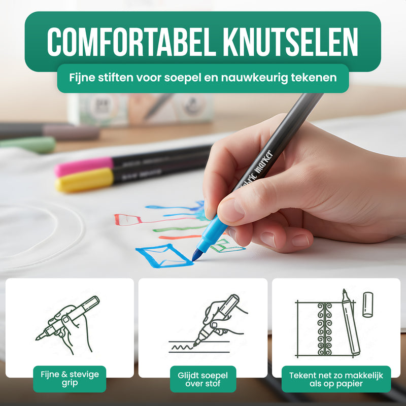 Strex Textielstiften - 20 stuks - Kleding stiften - Textielmarkers - Textiel Stiften