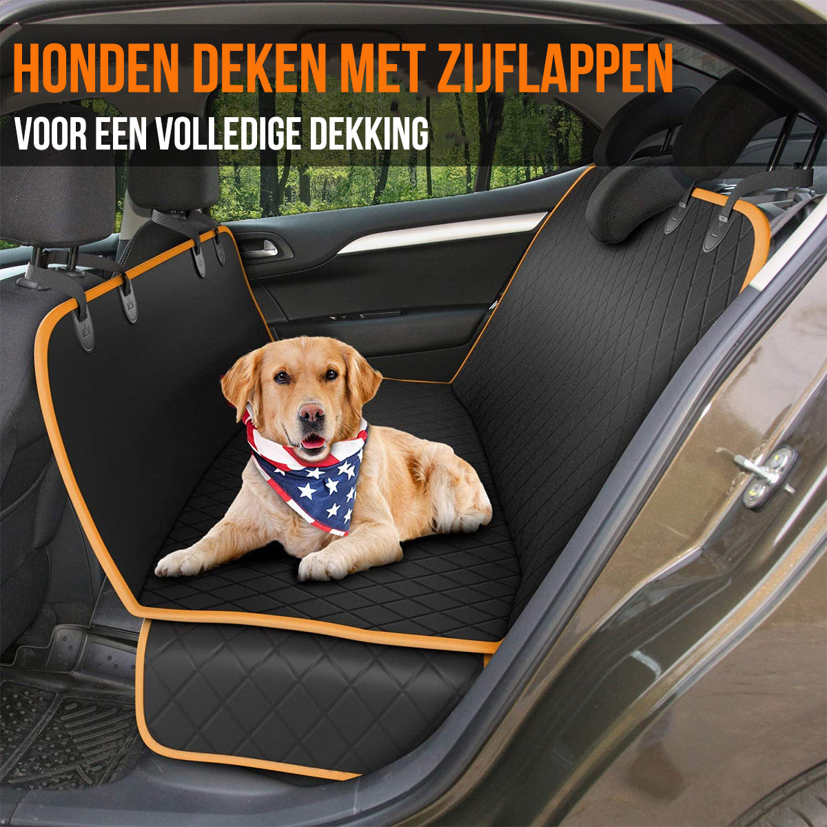 Strex Hondendeken Auto Achterbank en Kofferbak - 137 x 147 CM - Beschermhoes - Hondenkleed - Honden Deken Auto Achterbank - Incl. Hondenriem En Opbergzak