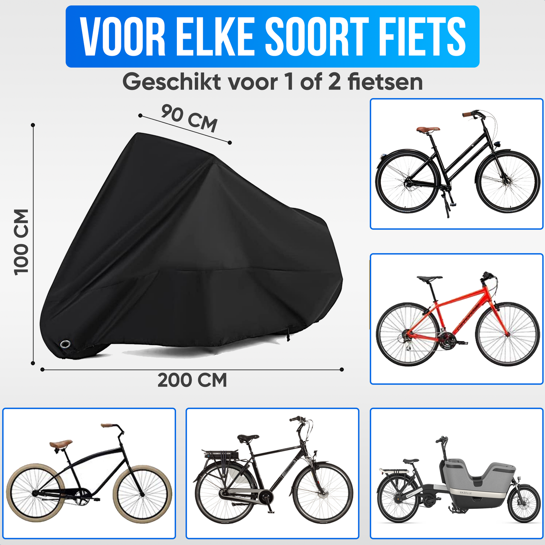 Strex Fietshoes Universeel voor alle Fietsen - Waterdicht Ultra Sterk Oxford - Fiets Hoes voor 1/2 Fietsen - Incl. Opbergzak