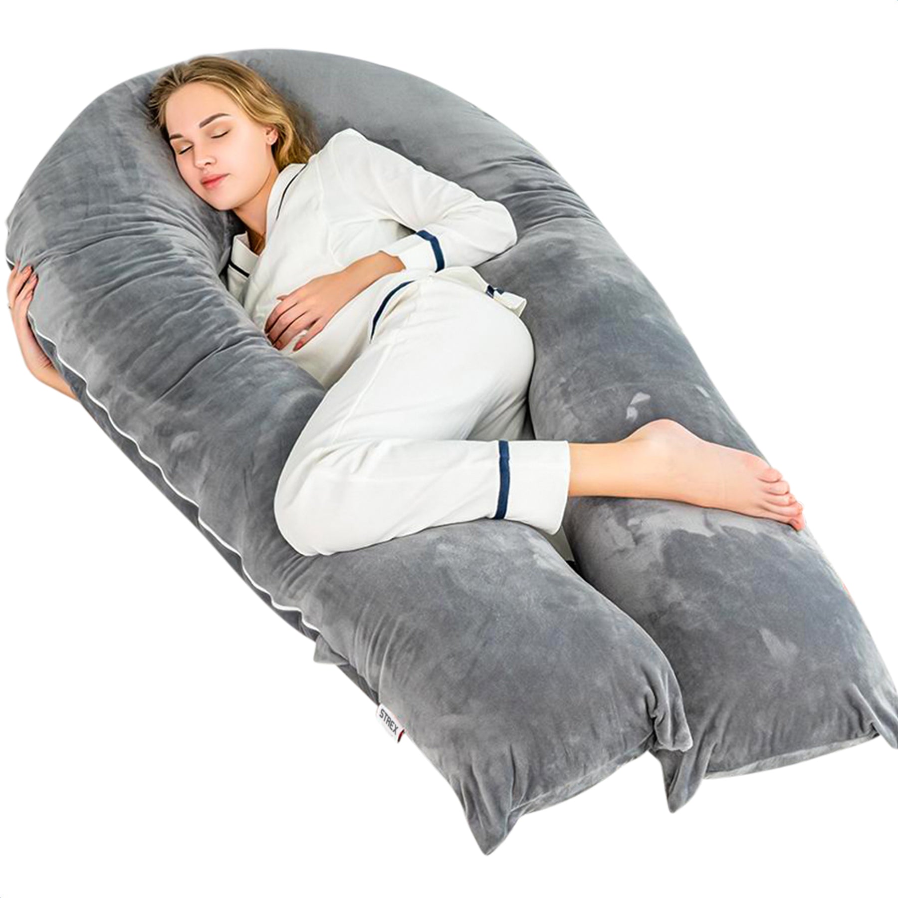 Strex Zwangerschapskussen XXL - 280cm - Afneembare Hoes - Zijslaapkussen / Body Pillow / Lichaamskussen / Voedingskussen