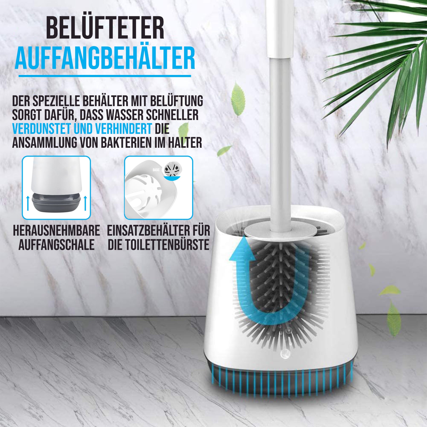 Strex Toiletborstel Siliconen met Houder - Sneldrogend, Hygiënisch & Antibacteriële Werking - WC Borstel - Toilet Borstel Houder