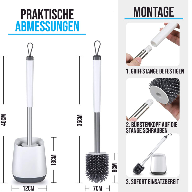 Strex Toiletborstel Siliconen met Houder - Sneldrogend, Hygiënisch & Antibacteriële Werking - WC Borstel - Toilet Borstel Houder