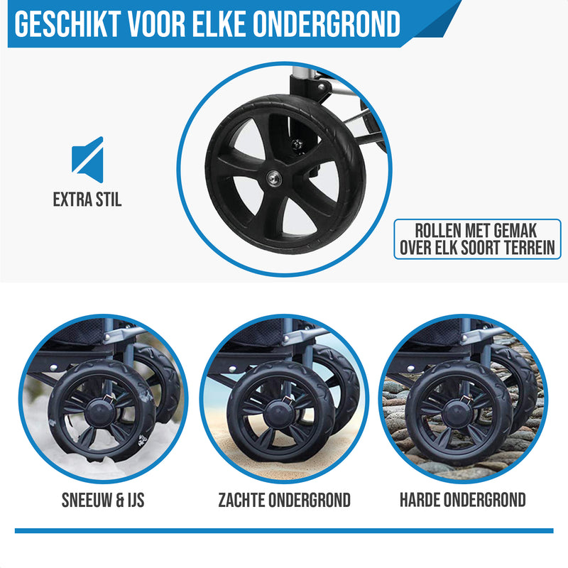 Strex Boodschappentrolley met Wielen - Opvouwbaar - Afneembare Boodschappentas - Boodschappenwagen