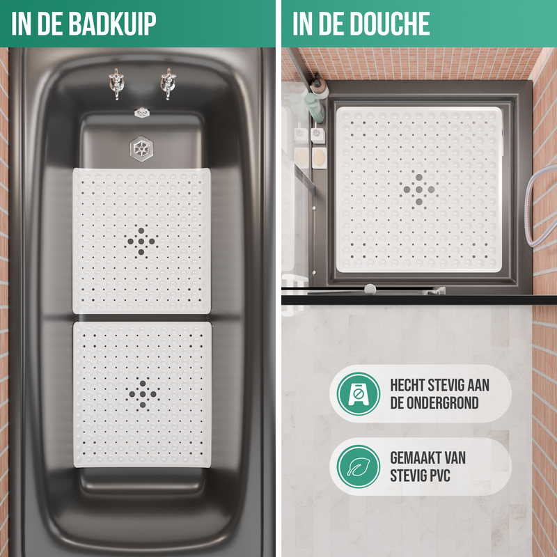 Strex Badmat / Antislipmat Douche - 53x53CM - Met Zuignappen - Douchemat Antislip voor Douche - Badkamermat