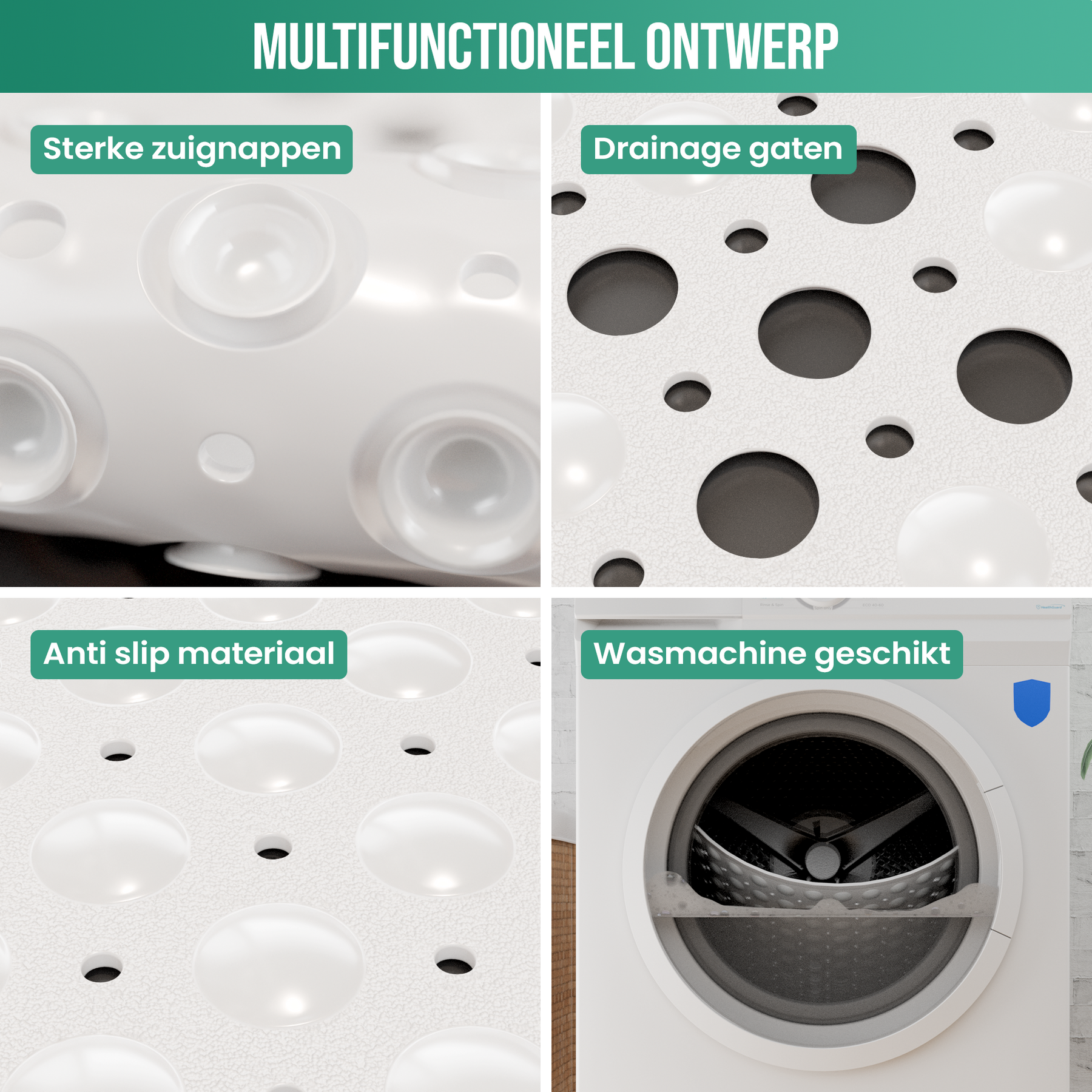 Strex Badmat / Antislipmat Douche - 53x53CM - Met Zuignappen - Douchemat Antislip voor Douche - Badkamermat