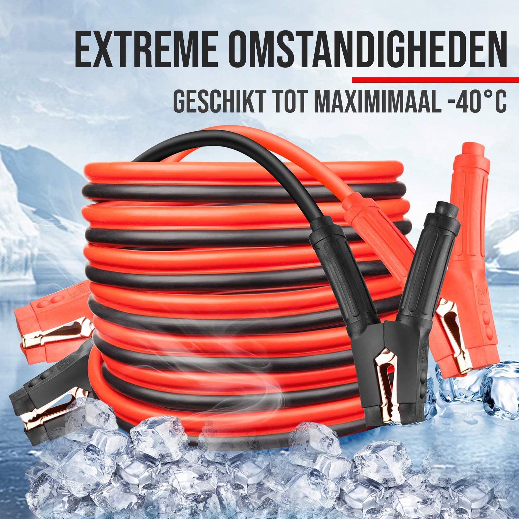 Strex Startkabels 25 mm2 - 3.5M - 750A - Extra Robuust - Auto / Bus / Vrachtwagen / Boot - Incl. Opbergtas