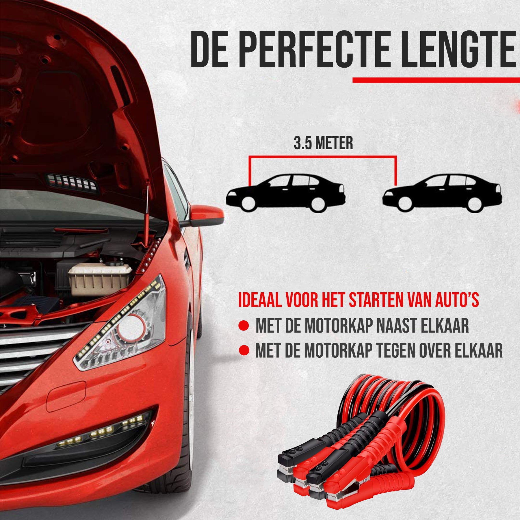 Strex Startkabels 25 mm2 - 3.5M - 750A - Extra Robuust - Auto / Bus / Vrachtwagen / Boot - Incl. Opbergtas