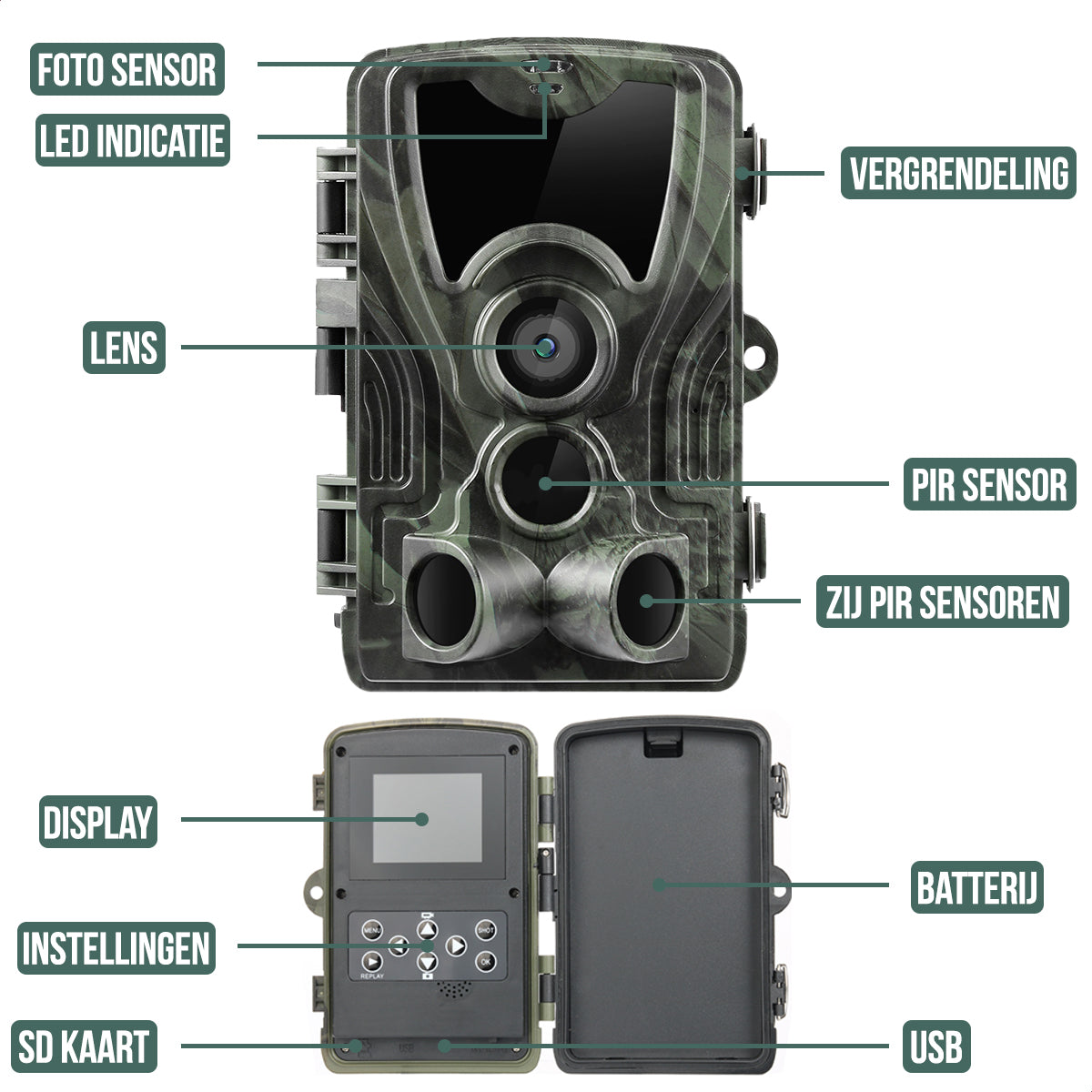 Strex Wildcamera met WiFi en Nachtzicht - 120MP 4K ULTRA HD - Waterdicht - Incl. 32 GB SD - Wild Camera