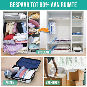 Strex Vacuumzakken Dekbedden & Kleding - 14 Stuks / 4 Maten - Reiszakken / Vacumeerzakken - Incl. Handpomp