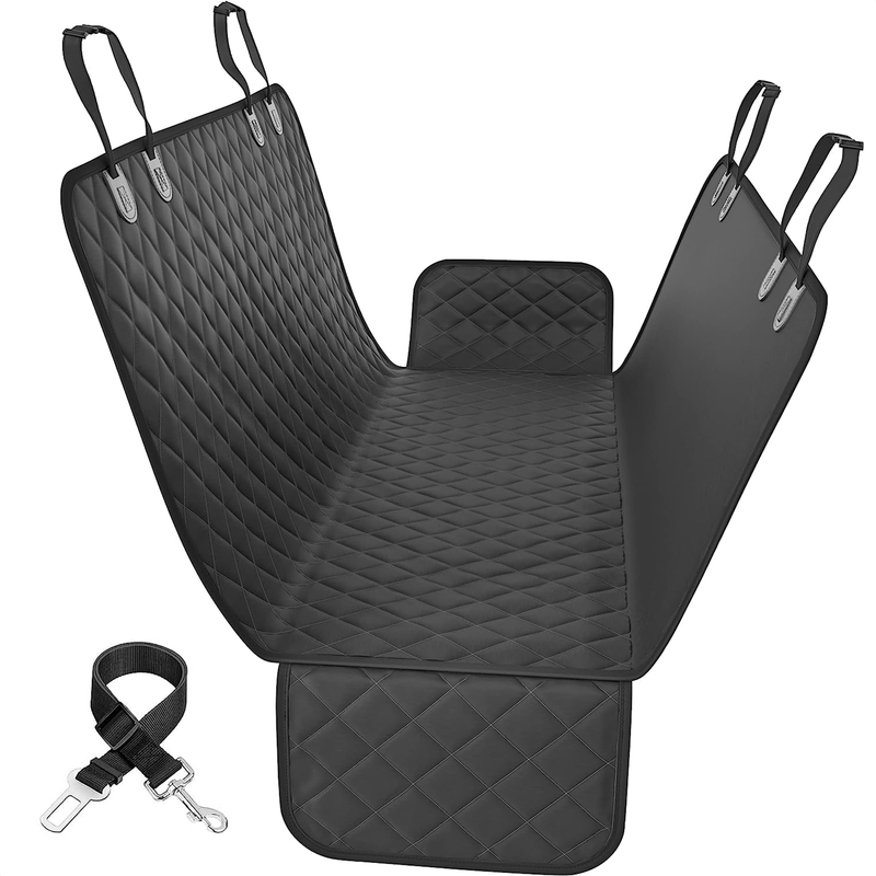 Strex Hondendeken Auto Achterbank en Kofferbak - 137 x 147 CM - Beschermhoes - Hondenkleed - Honden Deken Auto Achterbank - Incl. Hondenriem En Opbergzak - ZWART