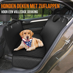 Strex Hondendeken Auto Achterbank en Kofferbak - 137 x 147 CM - Beschermhoes - Hondenkleed - Honden Deken Auto Achterbank - Incl. Hondenriem En Opbergzak - ZWART