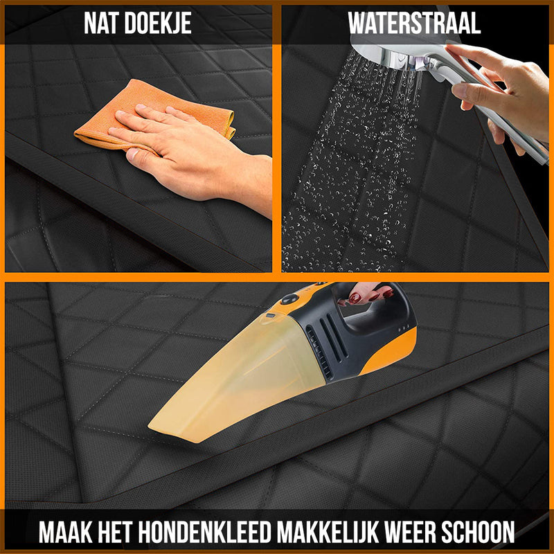 Strex Hondendeken Auto Achterbank en Kofferbak - 137 x 147 CM - Beschermhoes - Hondenkleed - Honden Deken Auto Achterbank - Incl. Hondenriem En Opbergzak - ZWART