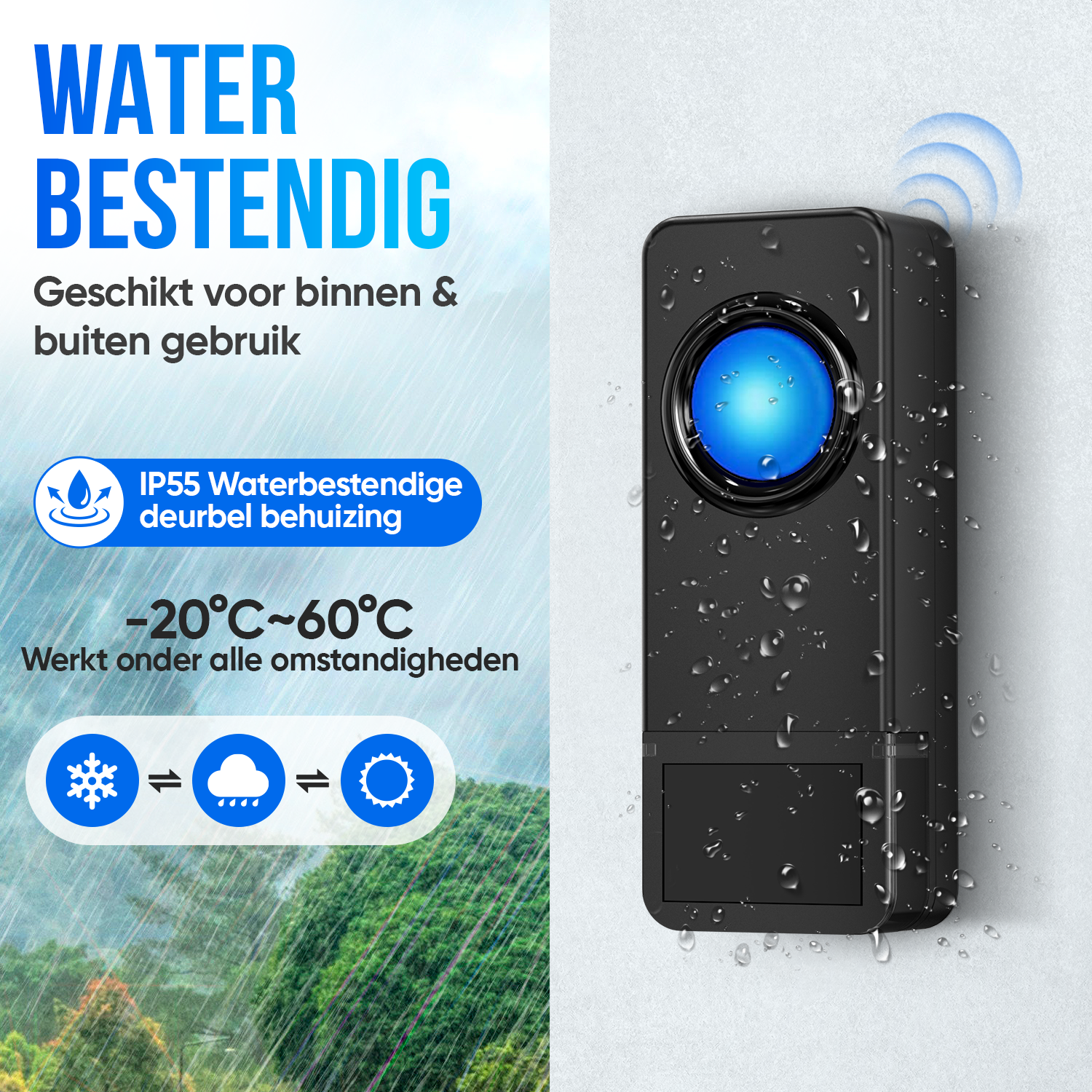 Strex Draadloze Deurbel met 2 Ontvangers Op Batterij - Plug & Play - 300 Meter - 4 Volume / 58 Melodieën - IP55 Waterdicht