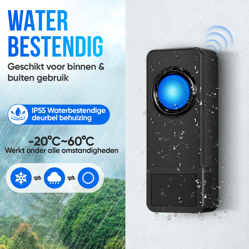 Strex Draadloze Deurbel met 2 Ontvangers Op Batterij - Plug & Play - 300 Meter - 4 Volume / 58 Melodieën - IP55 Waterdicht