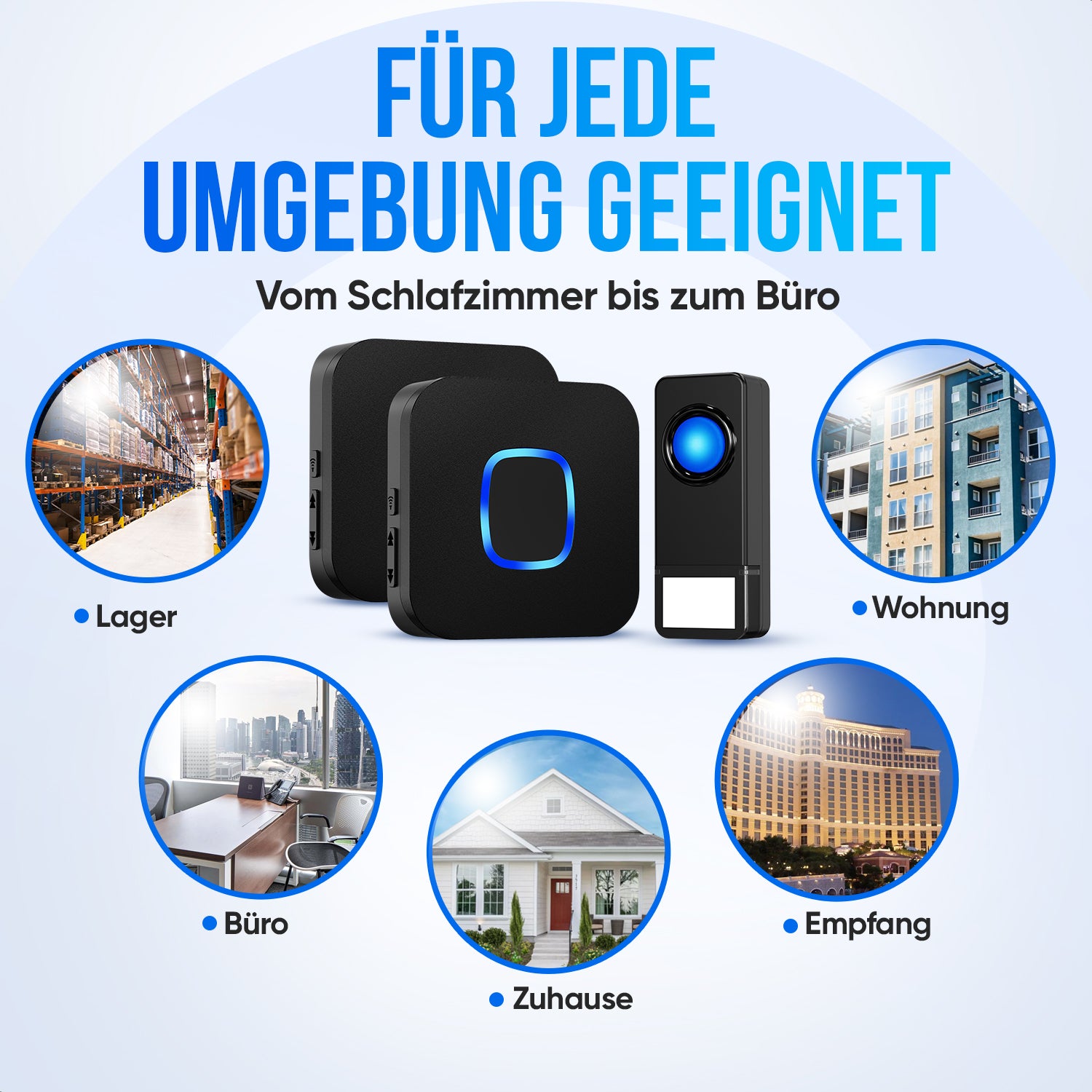 Strex Draadloze Deurbel met 2 Ontvangers Op Batterij - Plug & Play - 300 Meter - 4 Volume / 58 Melodieën - IP55 Waterdicht
