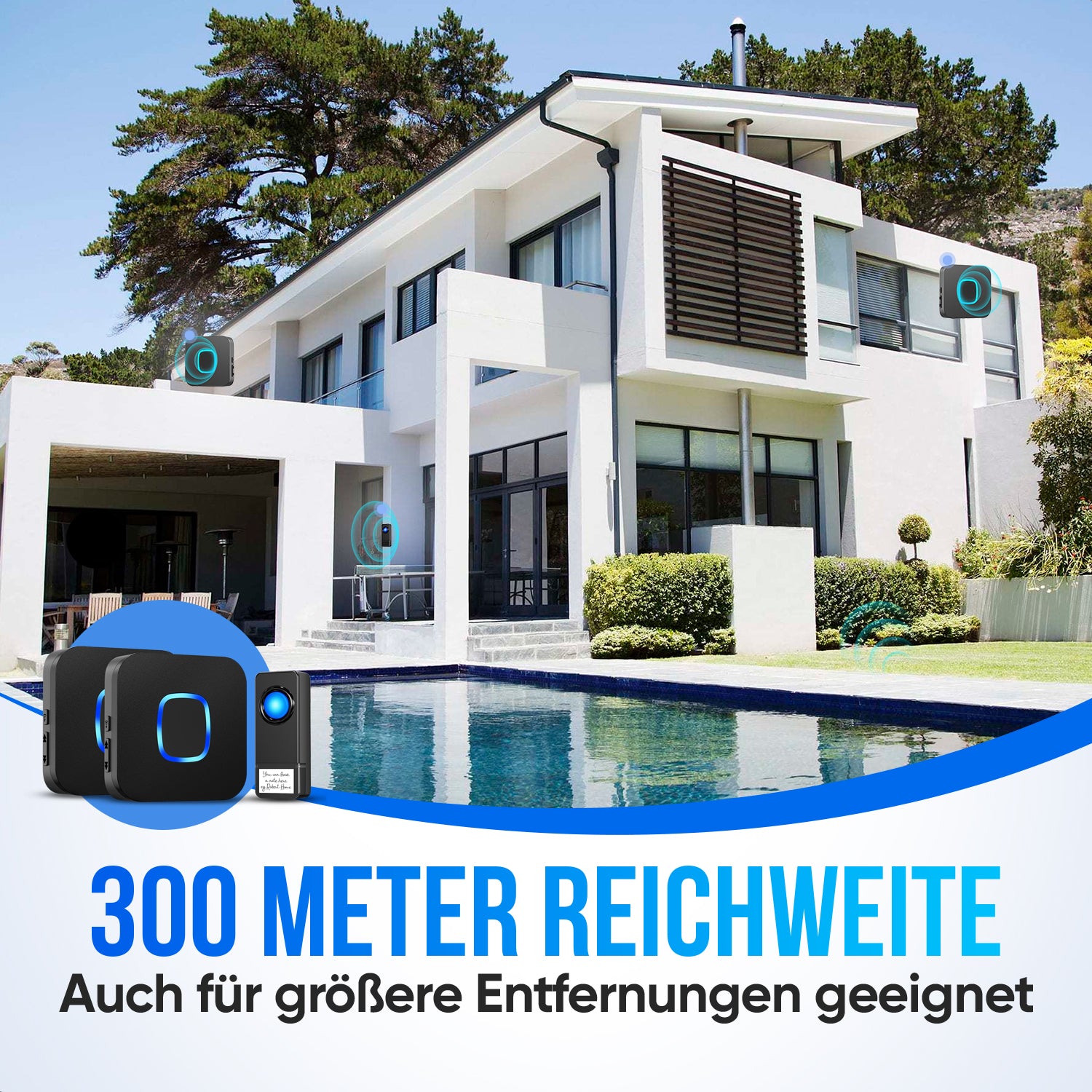 Strex Draadloze Deurbel met 2 Ontvangers Op Batterij - Plug & Play - 300 Meter - 4 Volume / 58 Melodieën - IP55 Waterdicht