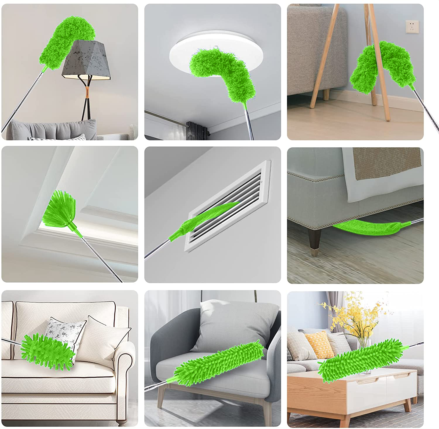 Strex Telescopische Plumeau Set met Telescoopsteel - 60 tot 140 cm - Uitschuifbaar - Flexibel - Microvezel Ragebol - 5-Delige schoonmaak set