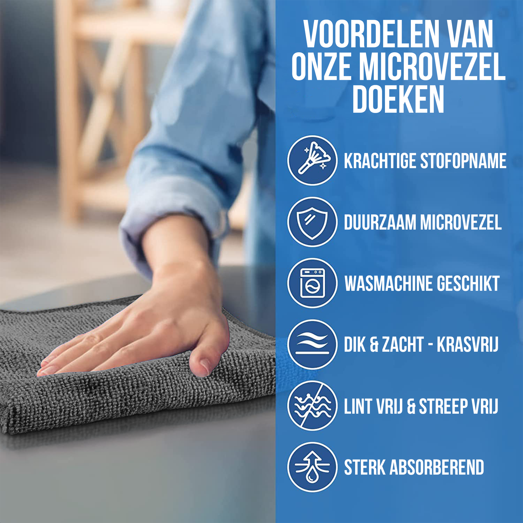 Strex Microvezeldoekjes - 12 Stuks 30 x 30 cm - Wasbaar - Schoonmaakdoekjes - Schoonmaak / Auto
