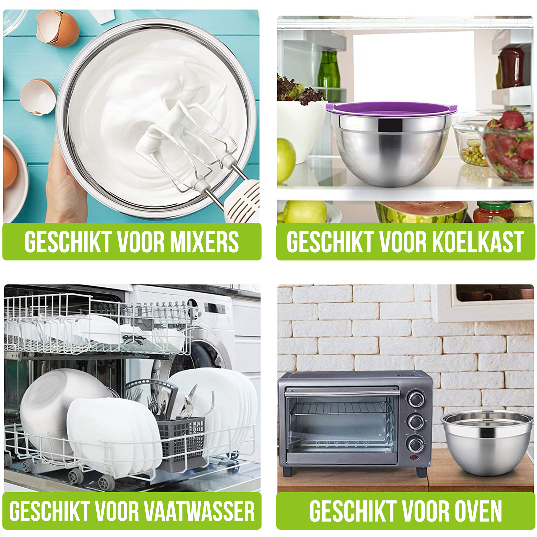 Strex Mengkommen Set 5 Delig - RVS - Mengkom met Deksel - Beslagkom met Deksel
