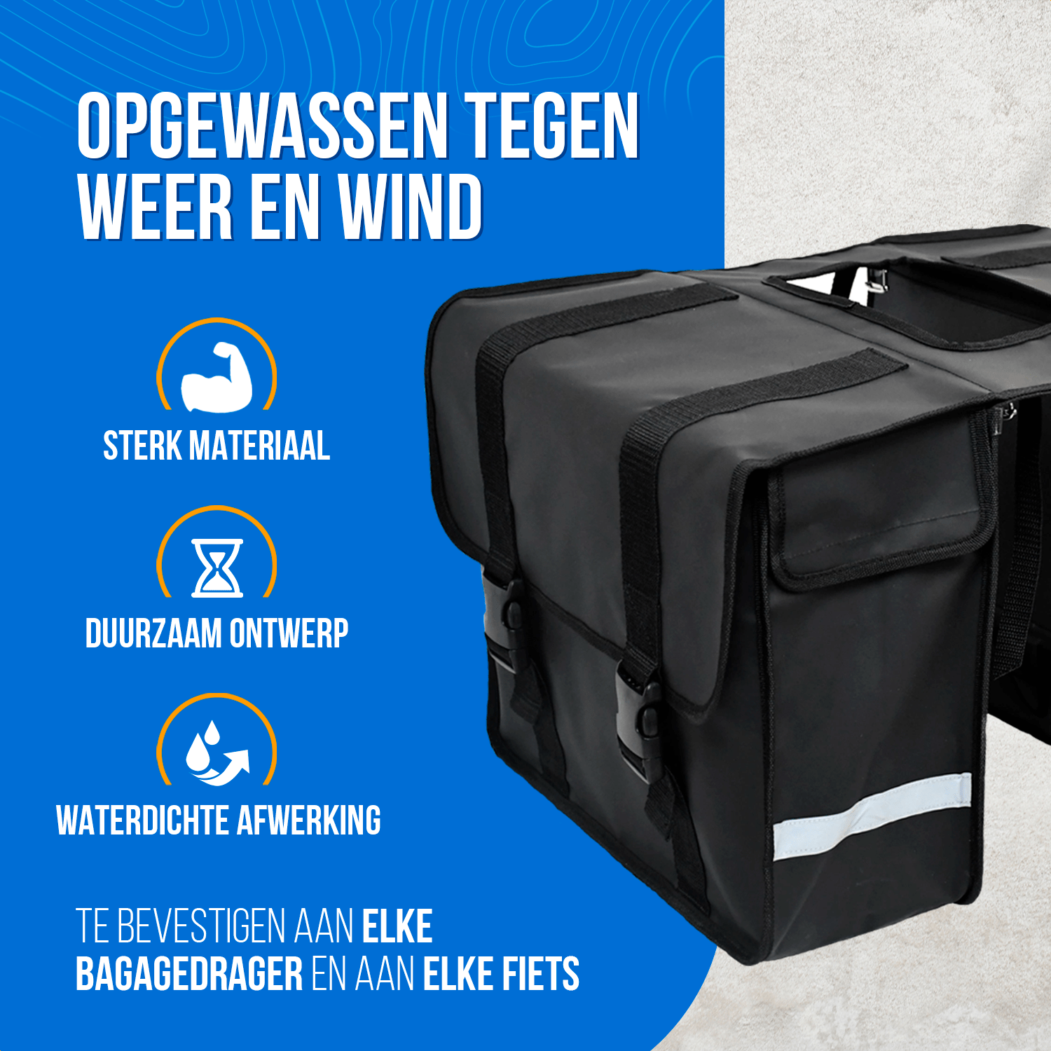 Strex Dubbele Fietstassen Waterdicht - Fietstas 40 Liter - Zwart - Met Reflectoren - Elektrische Fiets