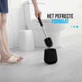 Strex Toiletborstel Siliconen met Houder Zwart - Sneldrogend, Hygiënisch & Antibacteriële Werking - WC Borstel - Toilet Borstel Houder