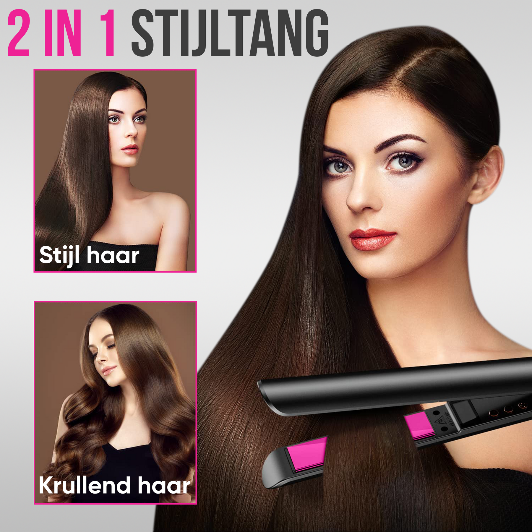 Strex Stijltang - 2 in 1 - Stijlen en Krullen - Keramisch - 120℃/230℃ - Krultang