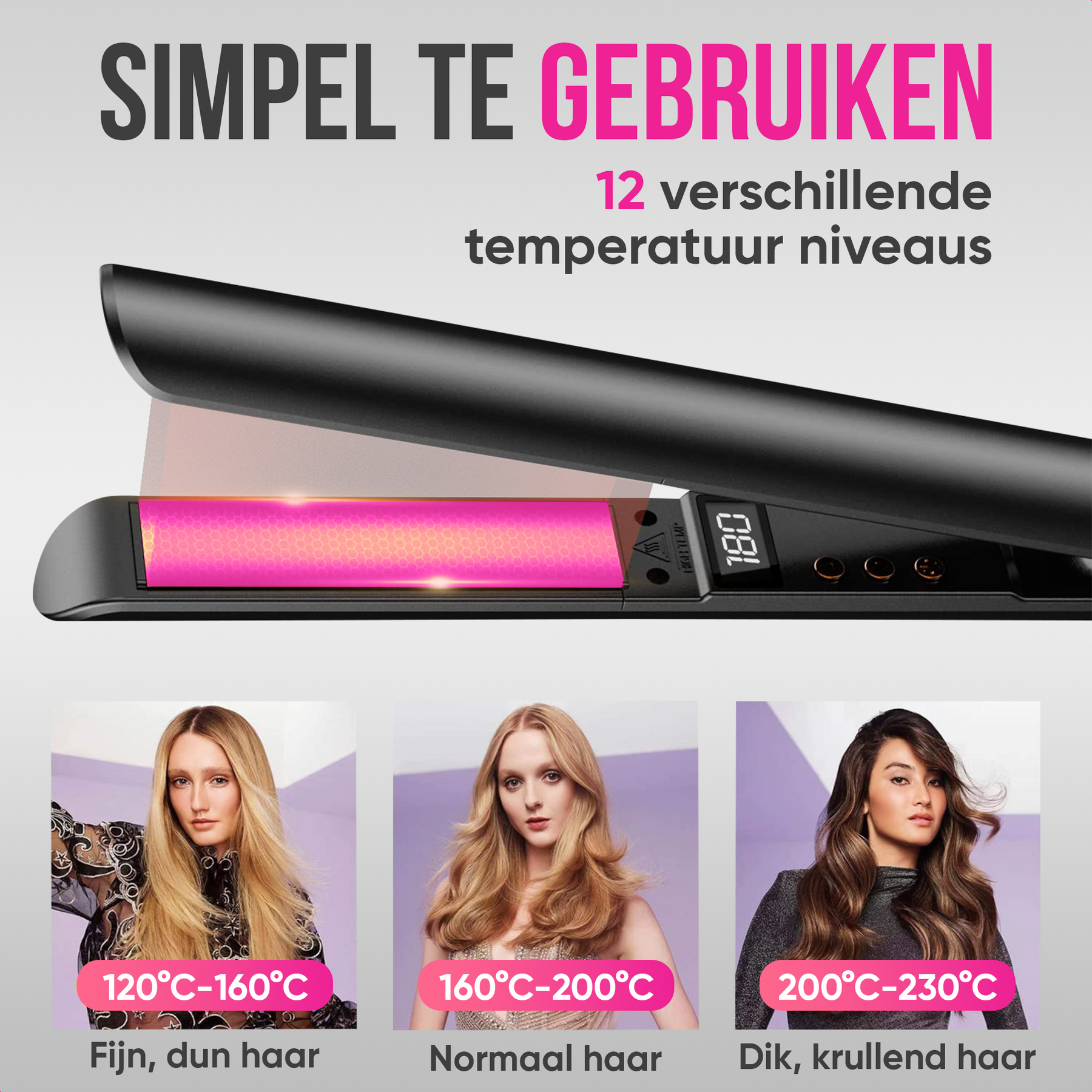 Strex Stijltang - 2 in 1 - Stijlen en Krullen - Keramisch - 120℃/230℃ - Krultang