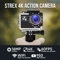 Strex Action Camera 4K 16MP - 60FPS / 30M Waterdicht / WiFi - Inclusief Accessoires - Actiecamera - Onderwatercamera