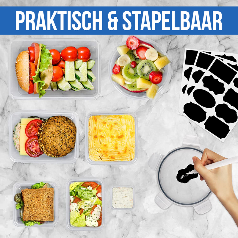Strex Vershoudbakjes - Meal Prep Bakjes - Plastic Diepvries Bakjes - Met Deksel - 18 Delige set - BPA Vrije Magnetronbakjes