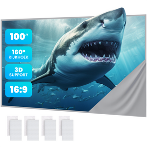 Strex Projectiescherm - Beamerscherm - 100 Inch - 16:9 - Projectiedoek - 160° Kijkhoek - Inclusief Bevestigingsmateriaal - 220x120 CM