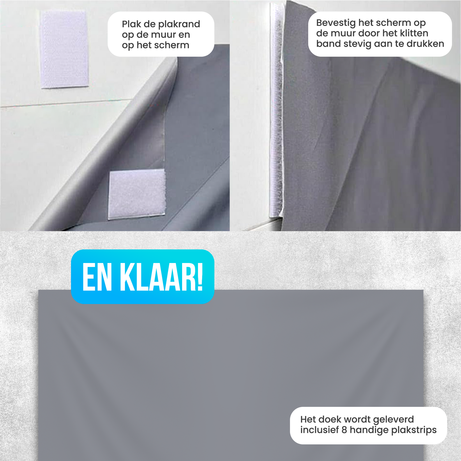 Strex Projectiescherm - Beamerscherm - 100 Inch - 16:9 - Projectiedoek - 160° Kijkhoek - Inclusief Bevestigingsmateriaal - 220x120 CM