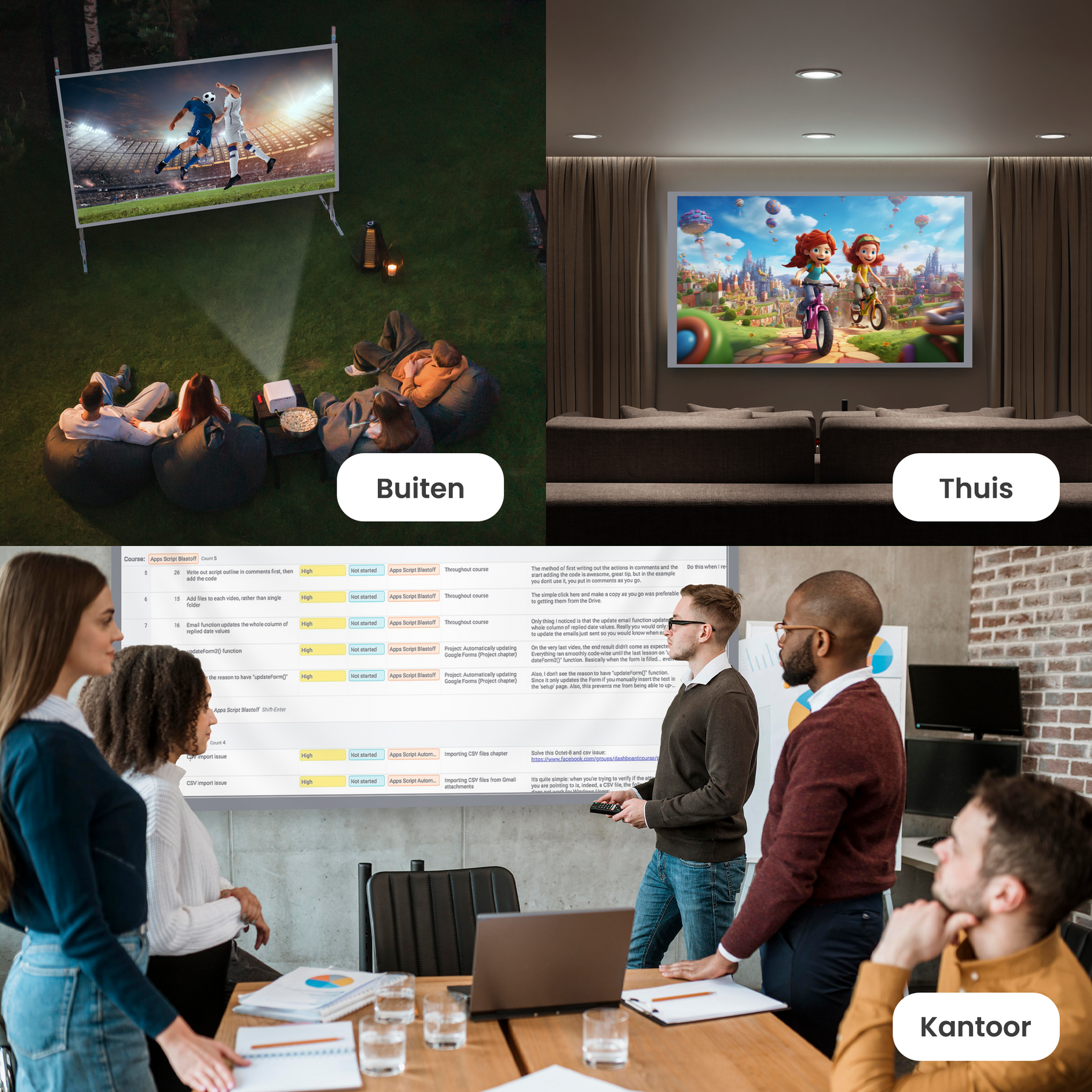 Strex Projectiescherm - Beamerscherm - 100 Inch - 16:9 - Projectiedoek - 160° Kijkhoek - Inclusief Bevestigingsmateriaal - 220x120 CM