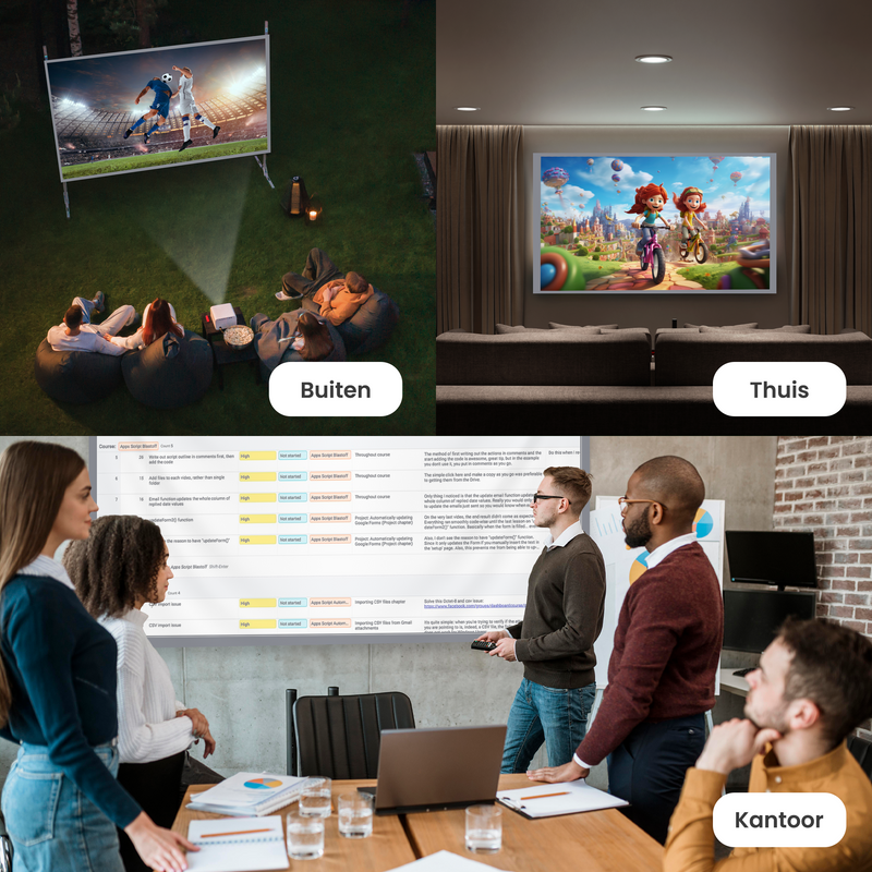Strex Projectiescherm - Beamerscherm - 100 Inch - 16:9 - Projectiedoek - 160° Kijkhoek - Inclusief Bevestigingsmateriaal - 220x120 CM